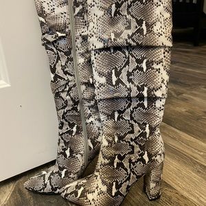 Knee High Snakeskin Heeled Boots
